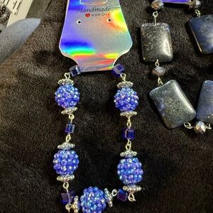 Handmade Blue Beaded Statement Necklace